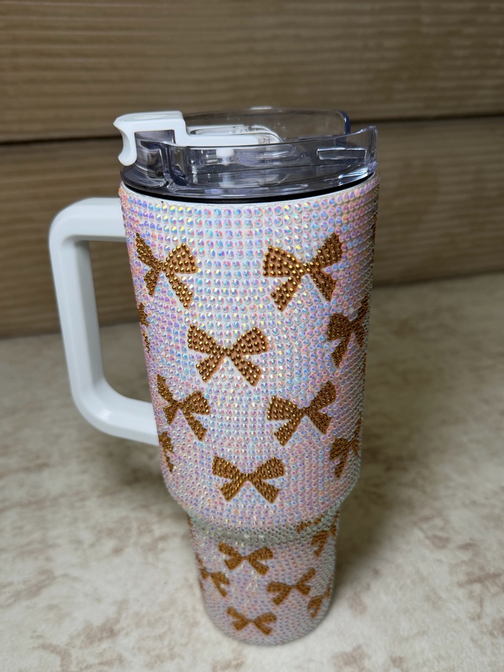 Simply Southern 40 oz Rhinestone Iridescent Bow Accent Tumbler with Handle - Picture 6 of 12
